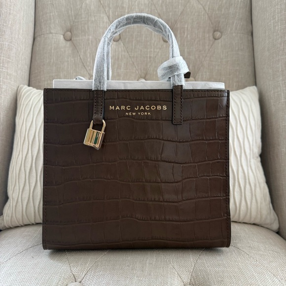 Marc Jacobs The Grind Mini Tote Croc-Embossed – Dark Brown - Picture 3 of 6